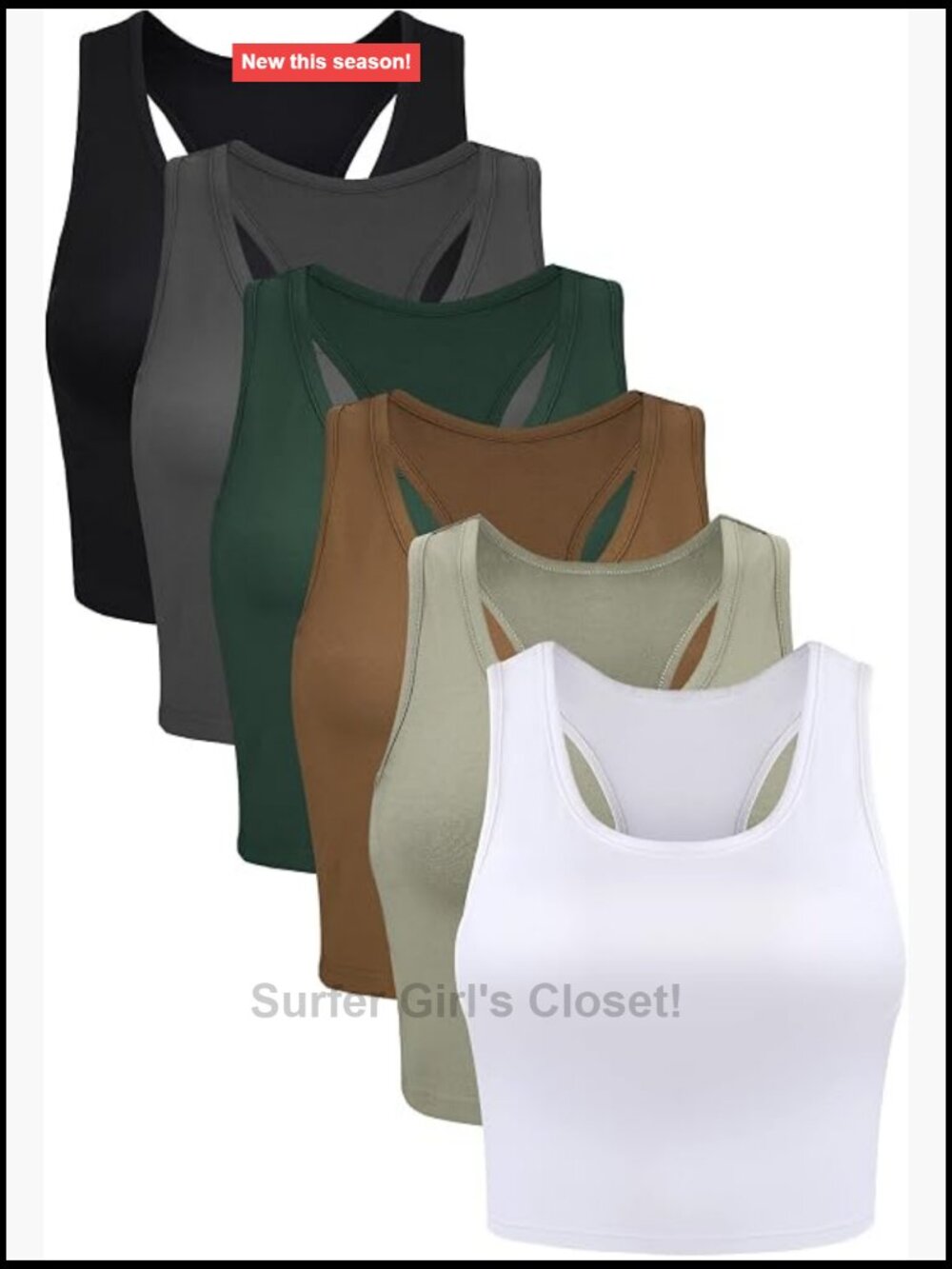 6 Pack Sleeveless Racerback Crop Tank Tops Women's Spandex Athletic Yoga Shirts